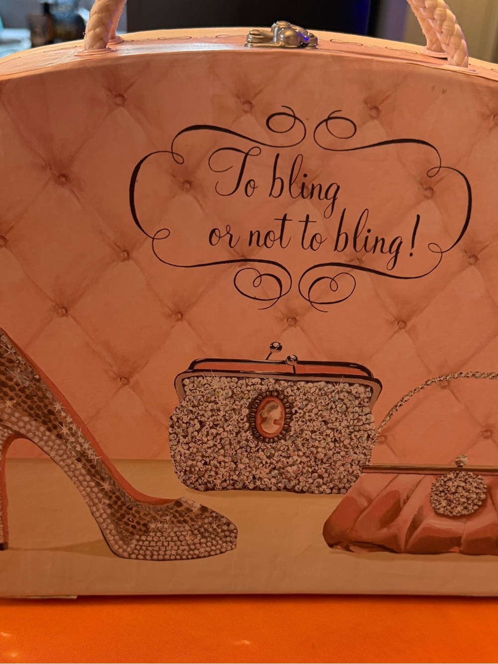 Pink 'To Bling or Not to Bling' Decorative Women's Storage Box